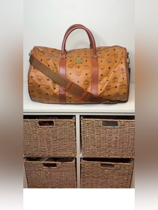 MCM Handbags - MCM Cognac Visetos Vintage Travel Top Handle Detachable Strap Duffel Bag 21” L